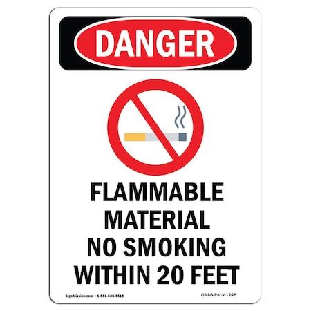 Signmission Safety Sign, OSHA Danger, 10" Height, Flammable Material, Portrait, D-V-1248 OS-DS-D-710-V-1248